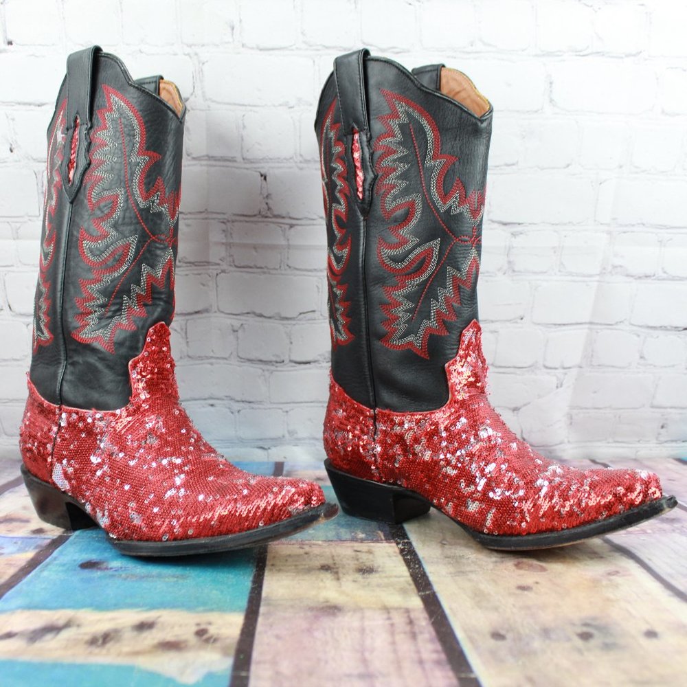 EL PRESIDENTE Red Fancy Sexy Cowboy Boots 11 Inch - Picture 3 of 11